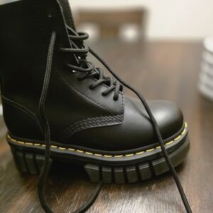 Dr. Martens Black Combat Boots with Yellow Stitching